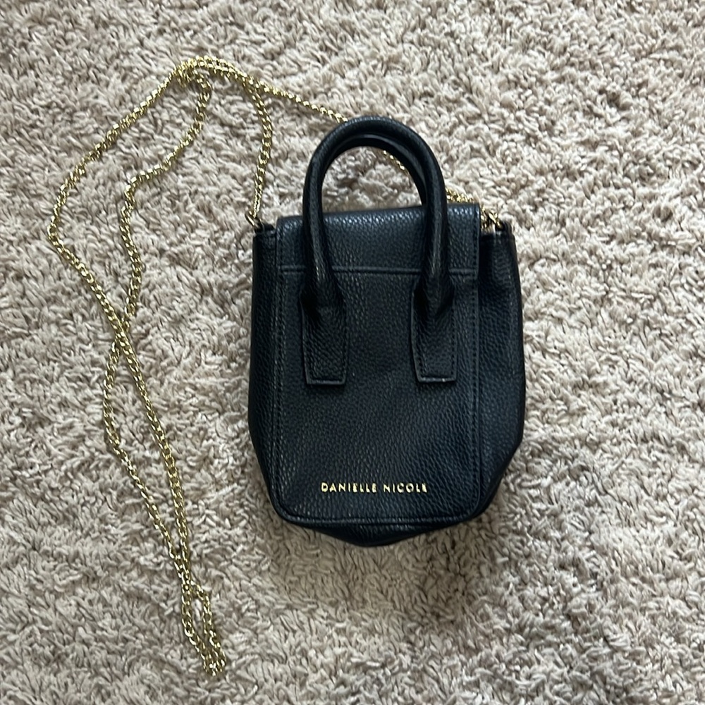 Danielle Nicole Black Phone Purse with Gold Details